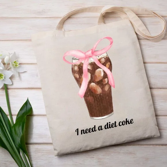 NWT! Diet Coke Tote Bag with Pink Coquette Bow - Picture 4 of 8
